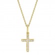 0.06ct 14k Yellow Gold Diamond Cross Necklace