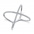 0.18Ct 14K White Gold Diamond Lady's X Ring