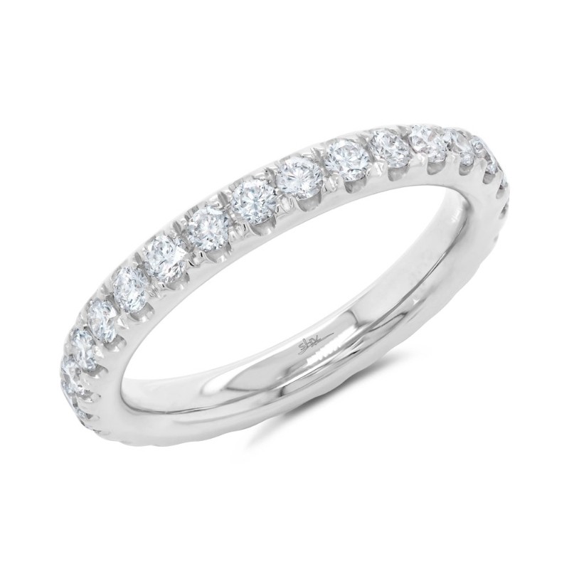 1.11Ct 14K White Gold Diamond Eternity Band Size 5.5