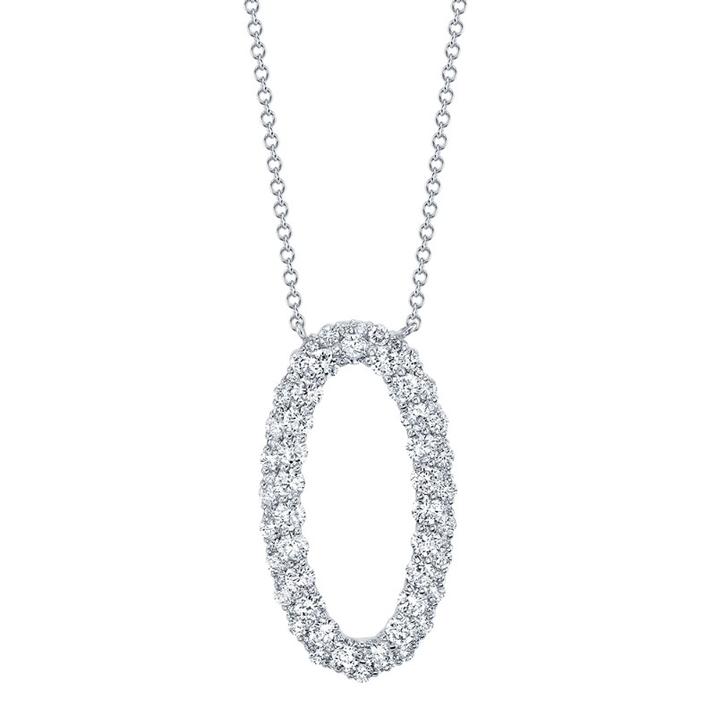 1.33Ct 14K White Gold Diamond Oval Necklace