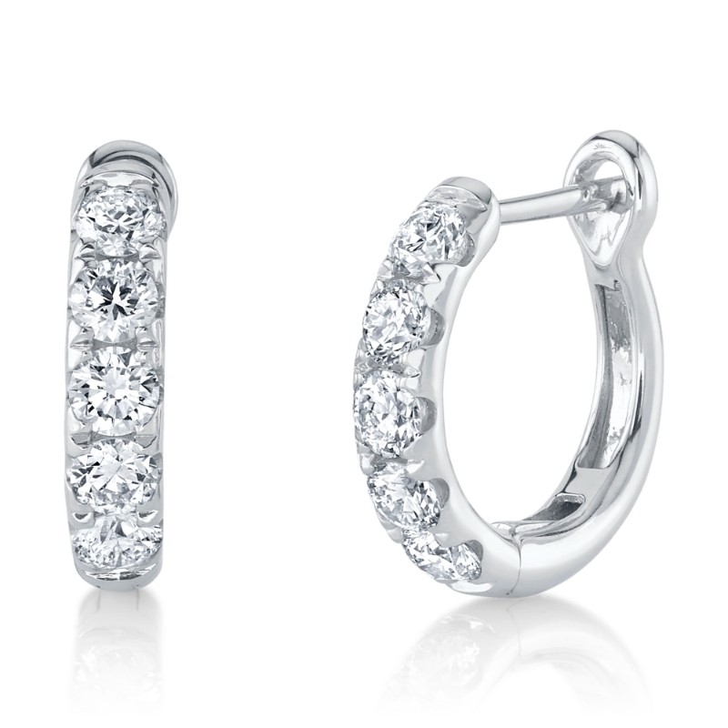 0.81Ct 14K White Gold Diamond Huggie Earrings