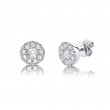 0.24Ct-Ctr(Round) 0.26Ct-Side 14K White Gold Diamond Cluster Stud Earrings