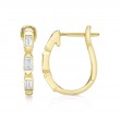 0.30Ct 14K Yellow Gold Diamond Baguette Oval Hoop Earrings