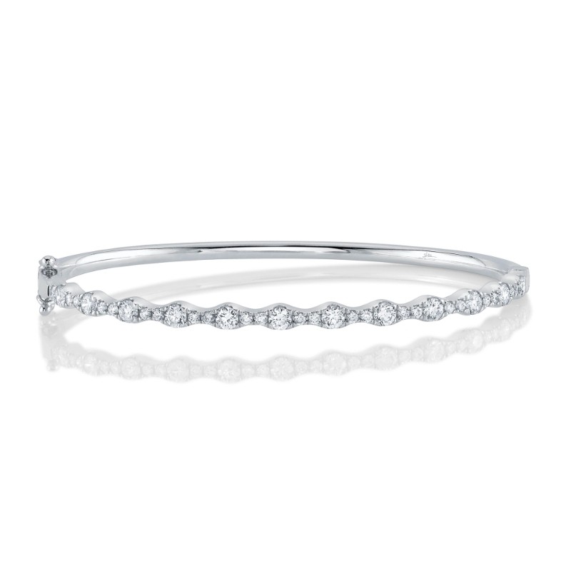 1.30Ct 14K White Gold Diamond Bangle