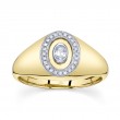 0.17Ct 14K Yellow Gold Diamond Oval Bezel Signet Ring