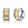 0.46Ct 14K Two Tone White And Yellow Gold Diamond Ribbed Huggie Earrings