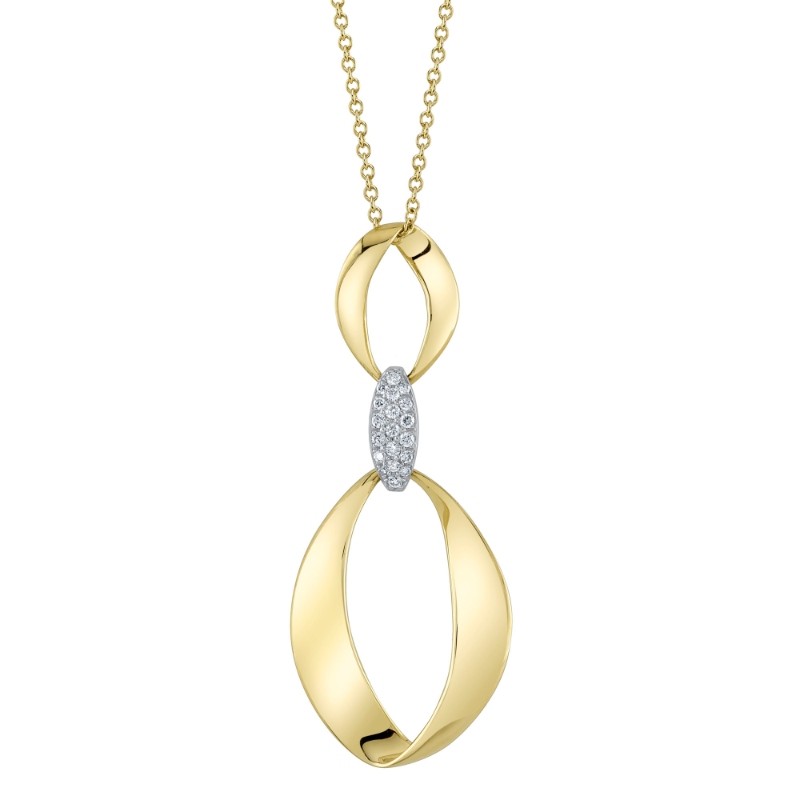 0.10Ct 14K Two Tone Yellow And White Gold Diamond Mobius Necklace