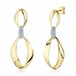 0.20Ct 14K Two Tone Yellow And White Gold Diamond Mobius Earrings