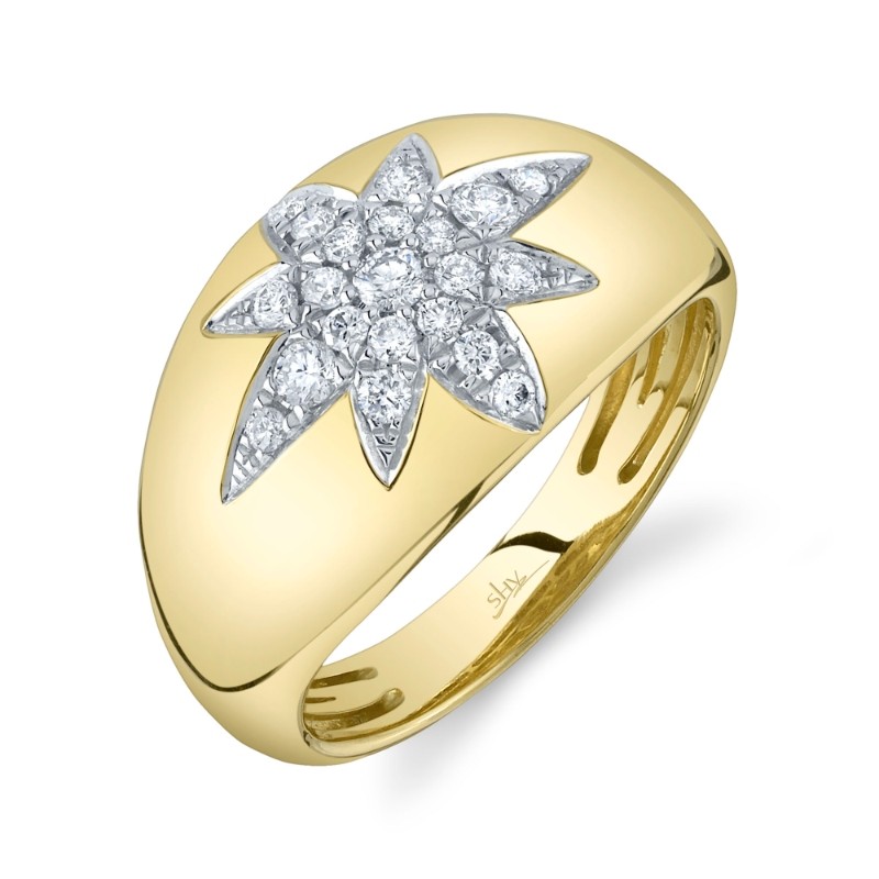 0.33Ct 14K Yellow Gold Diamond Star Ring
