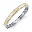 1.06Ct 14K Two Tone White And Yellow Gold Diamond Ribbed Bangle