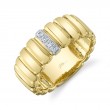 0.07Ct 14K Yellow Gold Diamond Ribbed Ring