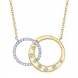 0.16Ct 14K Two Tone Yellow And White Gold Diamond Circle Necklace