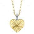 0.01Ct 14K Yellow Gold Diamond Ribbed Heart Necklace