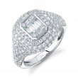 1.85Ct 14K White Gold Diamond Baguette Signet Ring