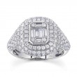 1.85Ct 14K White Gold Diamond Baguette Signet Ring