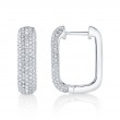 0.59Ct 14K White Gold Diamond Pave Rectangle Hoop Earrings