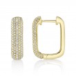 0.59Ct 14K Yellow Gold Diamond Pave Rectangle Hoop Earrings