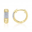 0.11Ct 14K Yellow Gold Diamond Ribbed Huggie Earrings