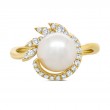 0.26Ct 14K Yellow Gold Diamond & Cultured Pearl Ring