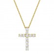 14K Yellow Gold Diamond Cross Necklace .32Ct G/H Vs/Si