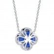 0.16Ct Diamond & 1.14Ct Blue Sapphire 14K White Gold Clover Necklace