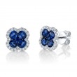 0.33Ct Diamond & 2.31Ct Blue Sapphire 14K White Gold Clover Stud Earrings