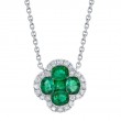 0.16Ct Diamond & 0.65Ct Emerald 14K White Gold Clover Necklace