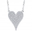 0.21Ct 14K White Gold Diamond Pave Heart Necklace
