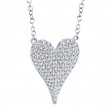 0.21Ct 14K White Gold Diamond Pave Heart Necklace