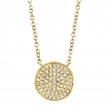 0.15ct 14k Yellow Gold Diamond Pave Circle Necklace