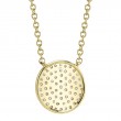0.15ct 14k Yellow Gold Diamond Pave Circle Necklace