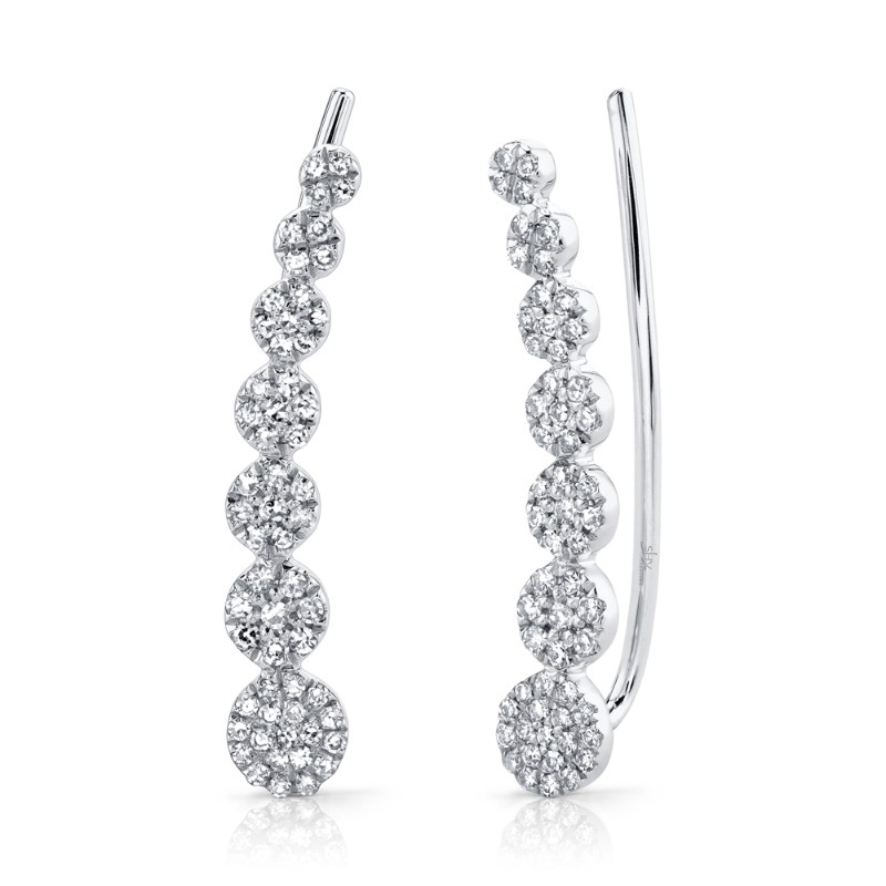 0.25Ct 14K White Gold Diamond Ear Crawler Earrings