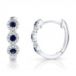 0.15ct Diamond & 0.30ct Blue Sapphire 14k White Gold Huggie Earrings