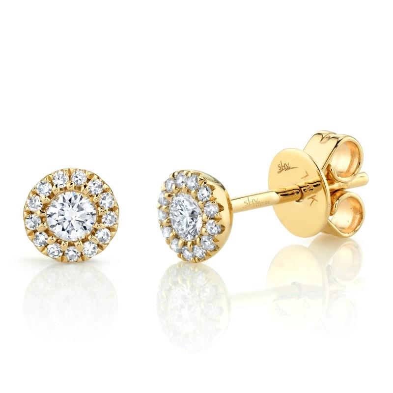 0.24Ct 14K Yellow Gold Diamond Stud Earrings