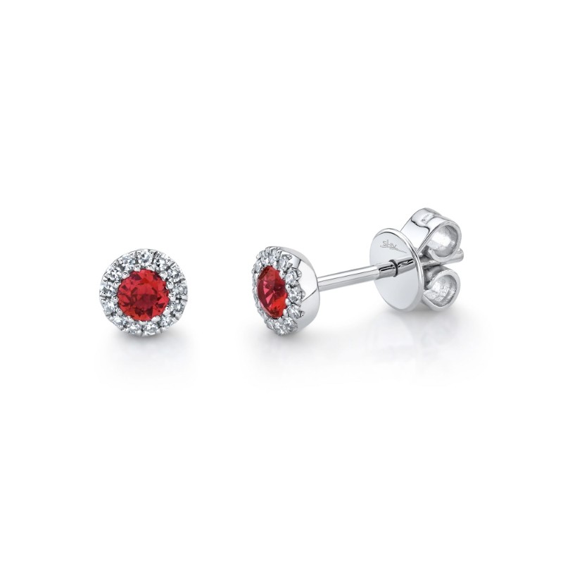 0.08Ct Diamond & 0.28Ct Ruby Stud Earrings