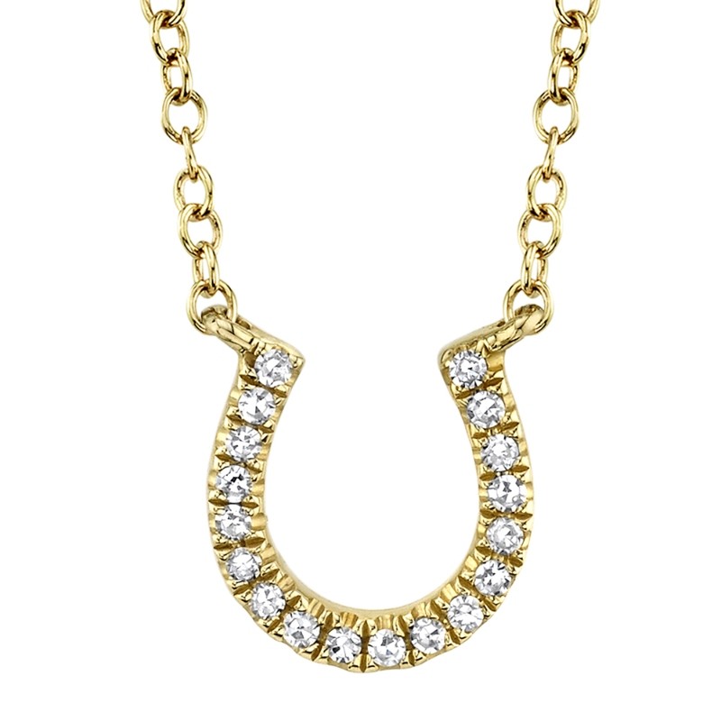 0.06Ct 14K Yellow Gold Diamond Horseshoe Necklace