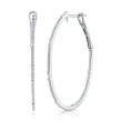 0.44Ct 14K White Gold Diamond Baguette Oval Hoop Earrings