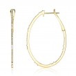 0.44Ct 14K Yellow Gold Diamond Baguette Oval Hoop Earrings