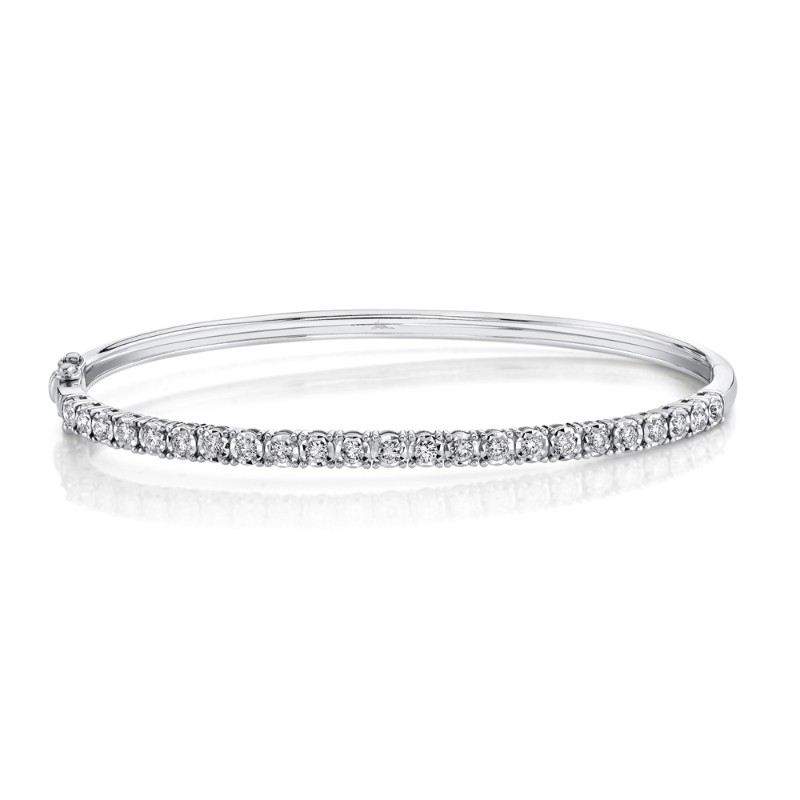 0.69Ct 14K White Gold Diamond Bangle