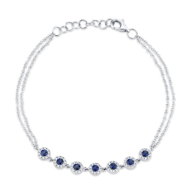 0.21Ct Diamond & 0.53Ct Blue Sapphire 14K White Gold Bracelet