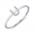 0.04Ct 14K White Gold Diamond Lady's Ring - Initial U