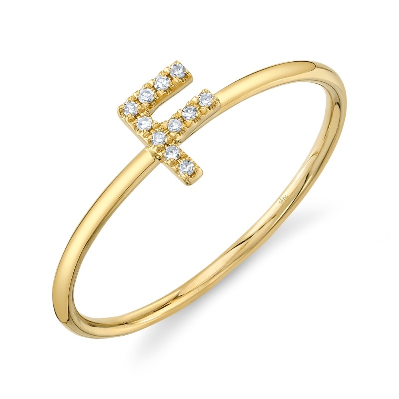 0.04Ct 14K Yellow Gold Diamond Lady's Ring - Initial F