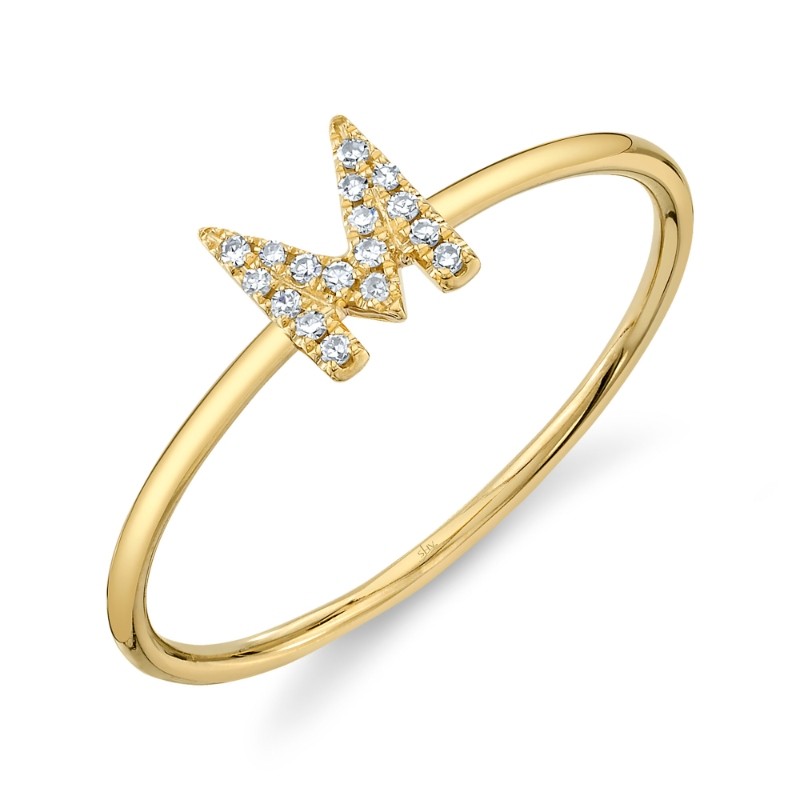 0.05Ct 14K Yellow Gold Diamond Lady's Ring - Initial M