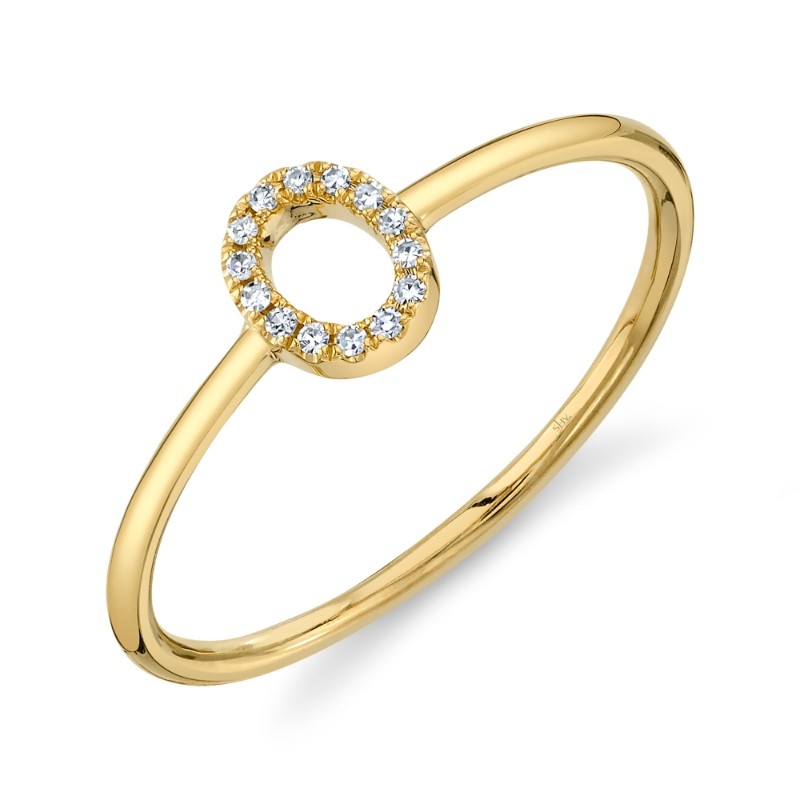 0.04Ct 14K Yellow Gold Diamond Lady's Ring - Initial O