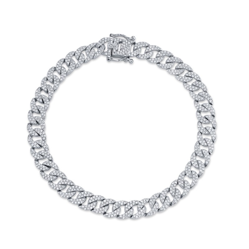 1.69Ct 14K White Gold Diamond Pave Link Bracelet