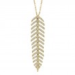 0.29Ct 14K Yellow Gold Diamond Feather Necklace
