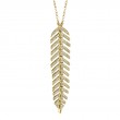 0.29Ct 14K Yellow Gold Diamond Feather Necklace