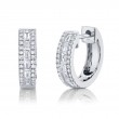 0.34Ct 14K White Gold Diamond Baguette Huggie Earrings