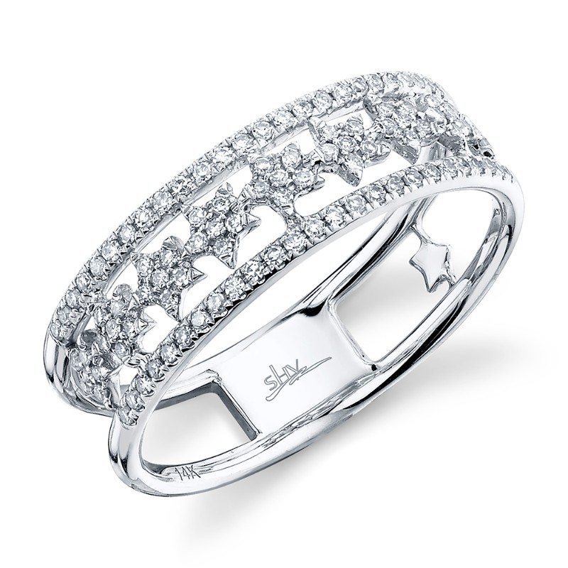 0.23Ct 14K White Gold Diamond Star Ring