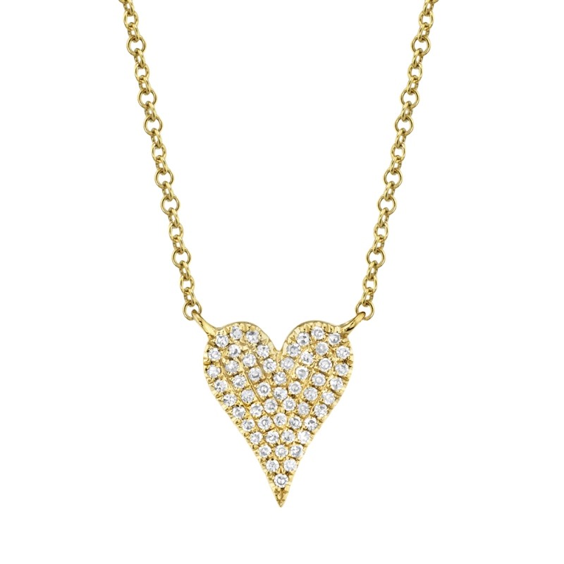0.11ct 14k Yellow Gold Diamond pav? Heart Necklace